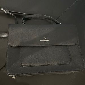 Karl Lagerfeld Paris Black Purse silver chain crossbody